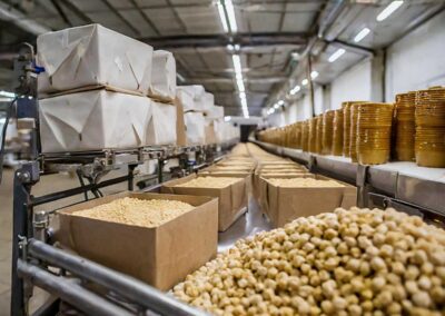 Staff member applying labels during co‑packing process