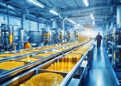 Finished products moving along conveyor at ContainerFare Co‑Packing